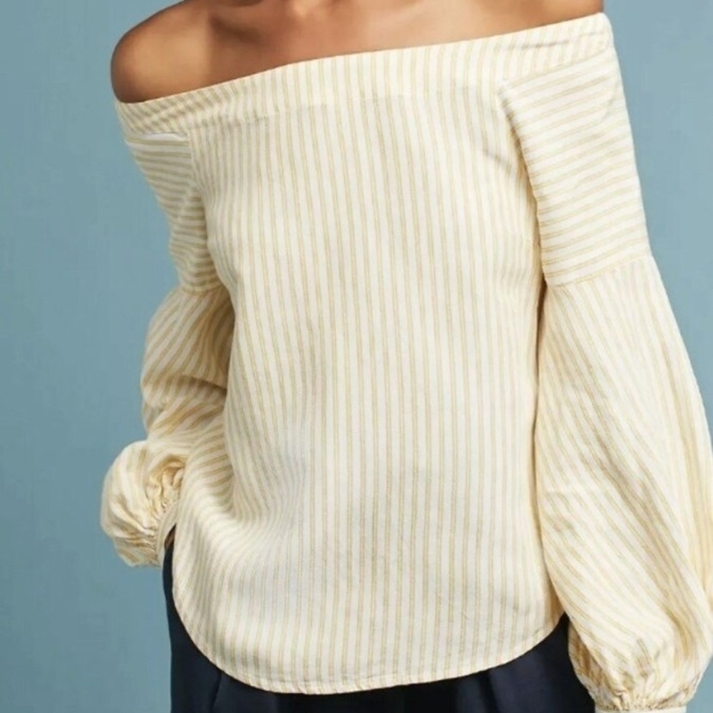 Maeve Yellow and White Striped Blouse